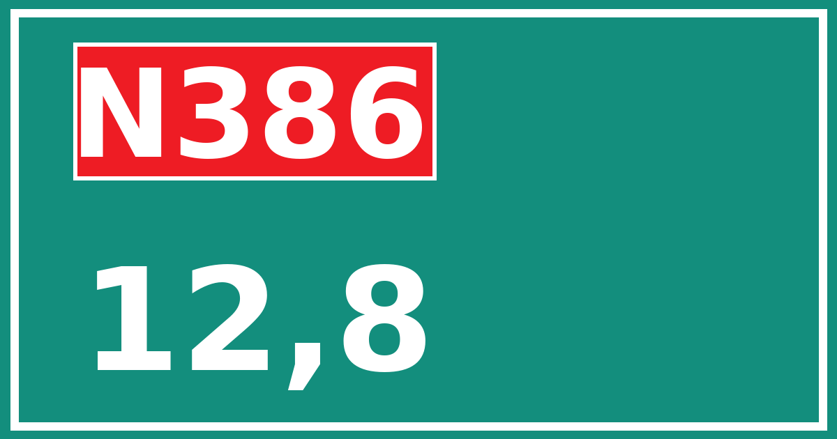 Hectometerbord N386 12,8