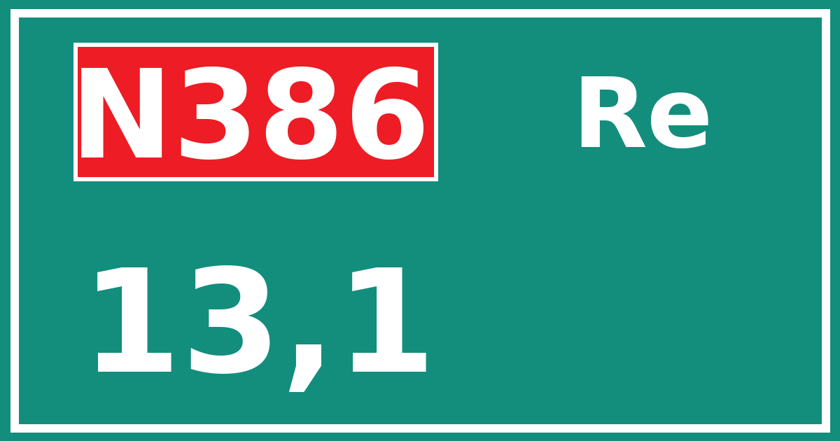 Hectometerbord N386 13,1 zijde Re