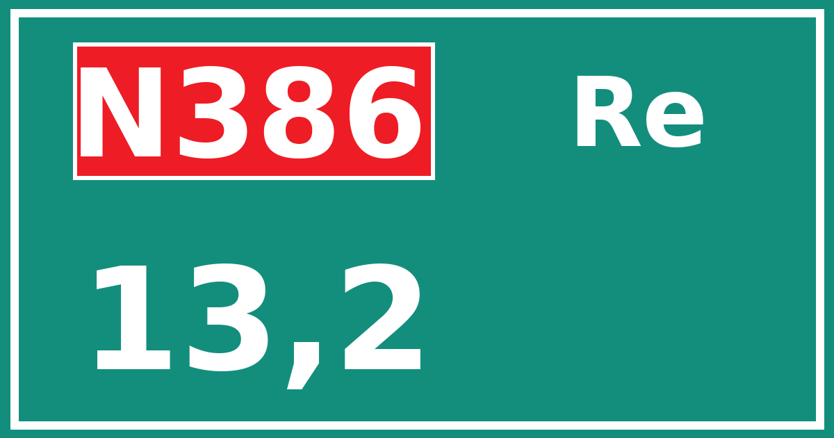 Hectometerbord N386 13,2 zijde Re