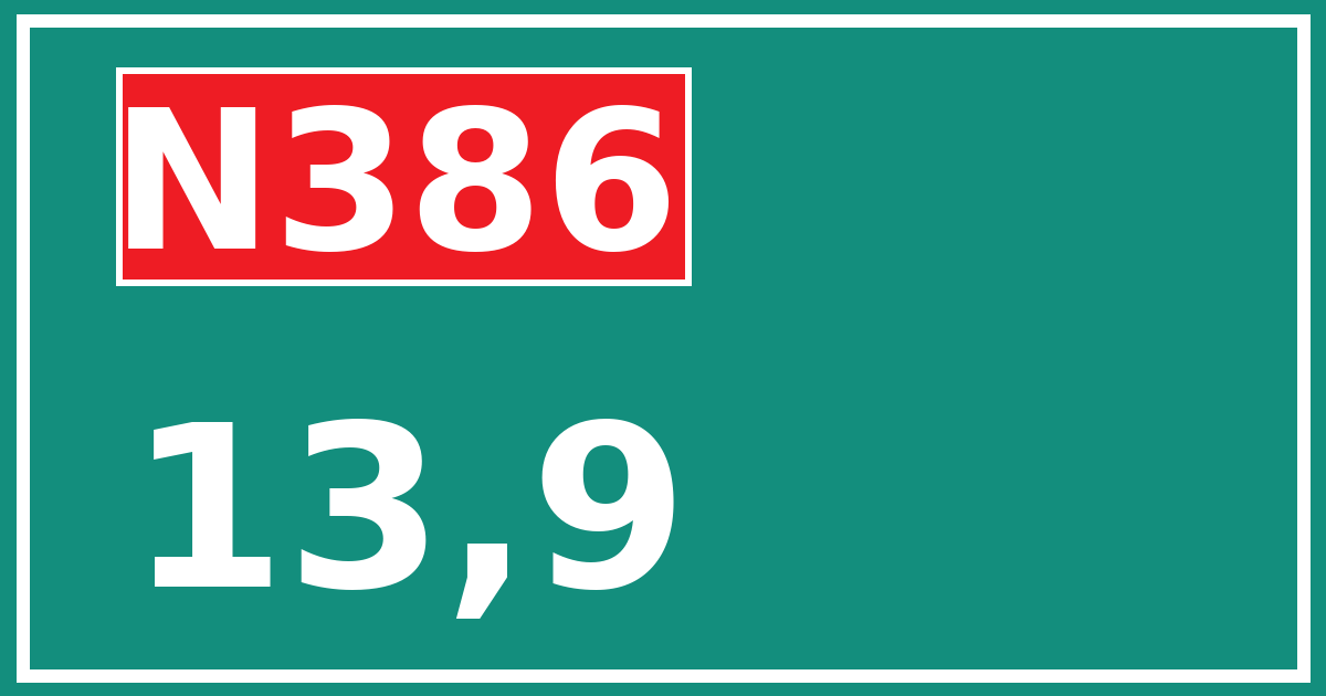 Hectometerbord N386 13,9