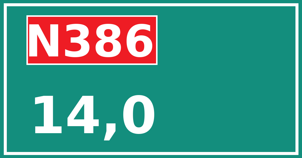 Hectometerbord N386 14,0