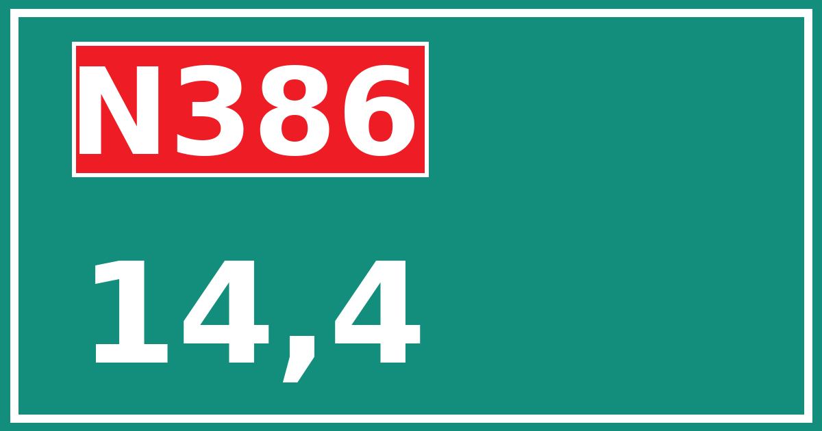 Hectometerbord N386 14,4