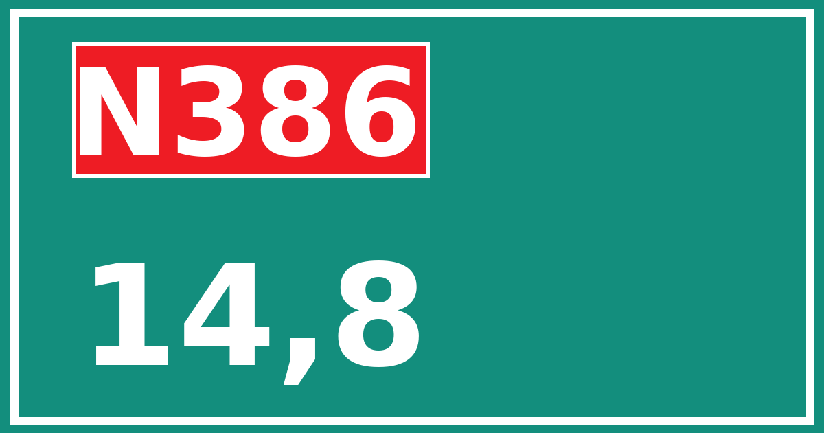 Hectometerbord N386 14,8