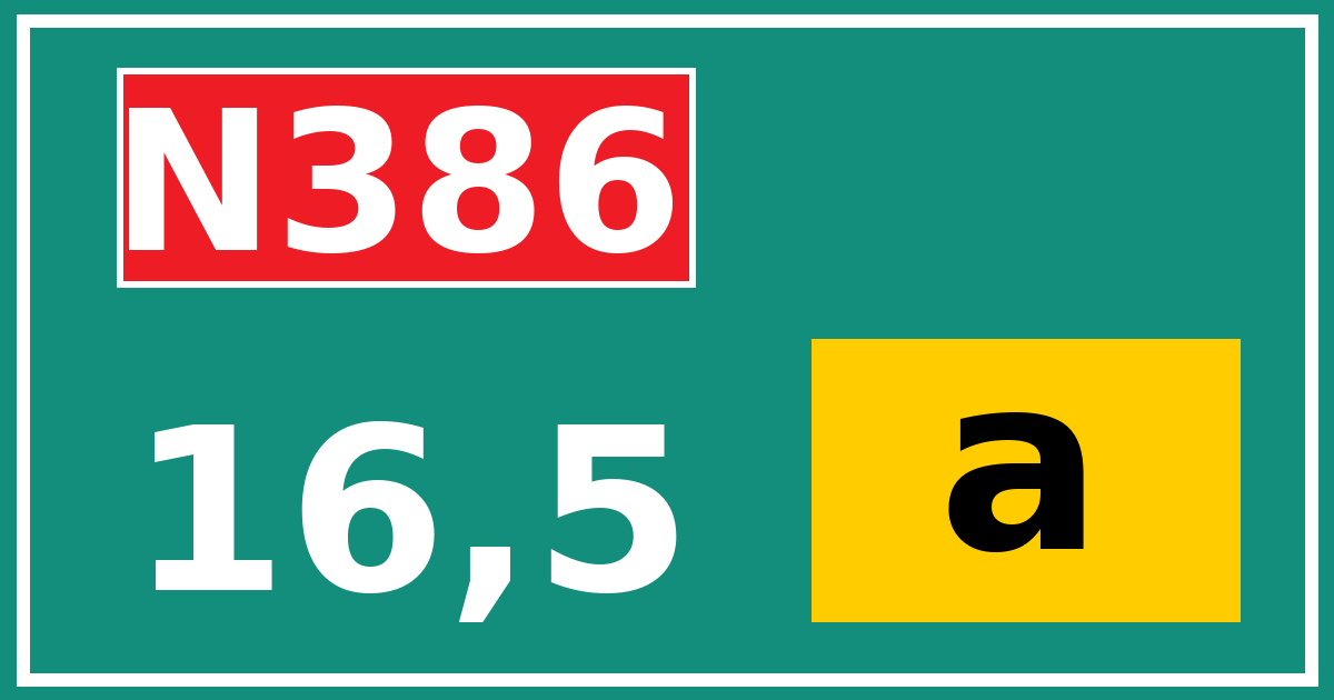 Hectometerbord N386 16,5 letter a