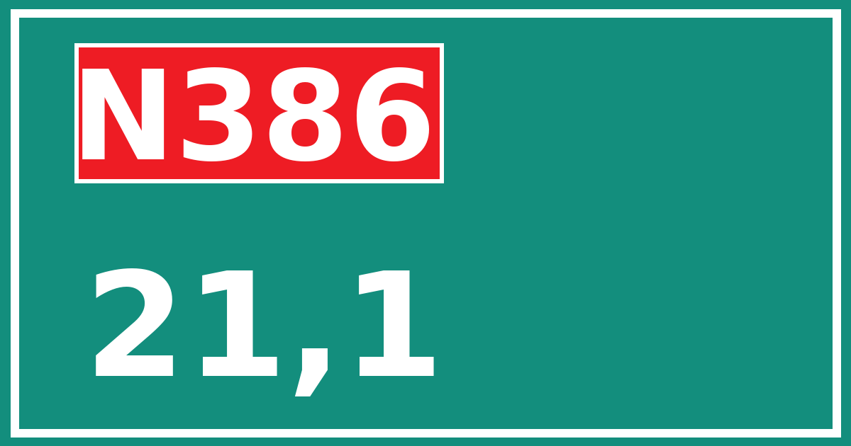 Hectometerbord N386 21,1