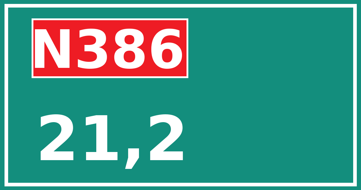 Hectometerbord N386 21,2