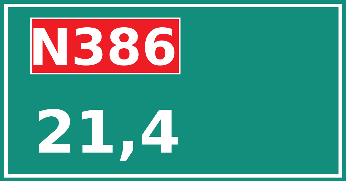 Hectometerbord N386 21,4
