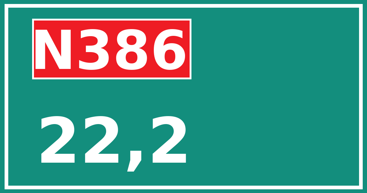 Hectometerbord N386 22,2
