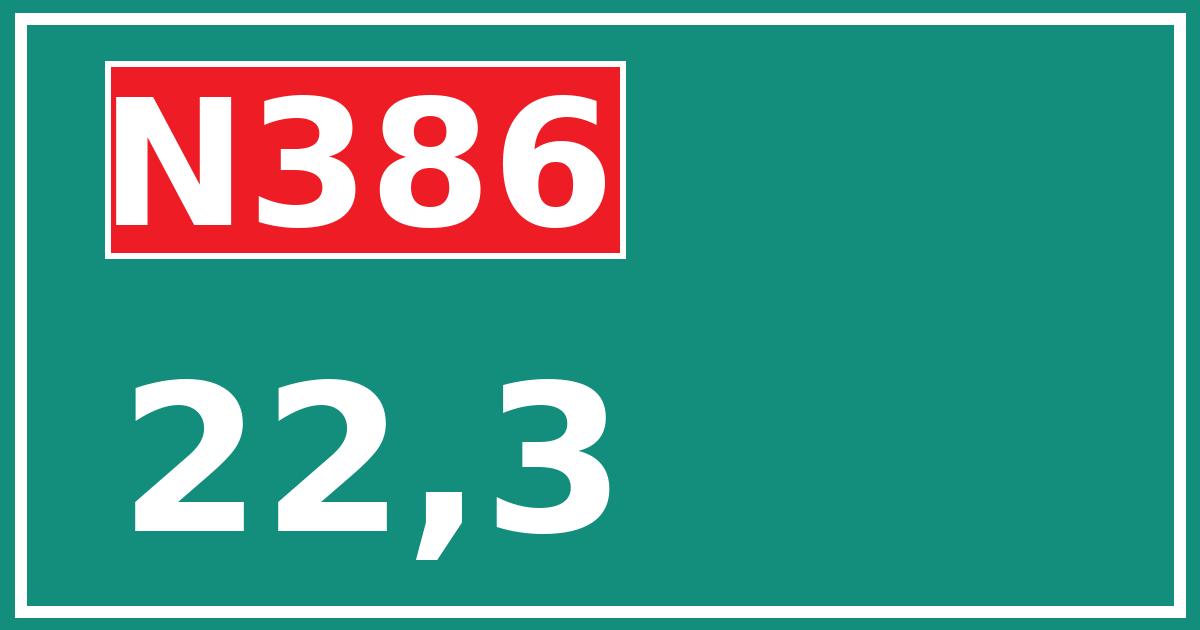 Hectometerbord N386 22,3
