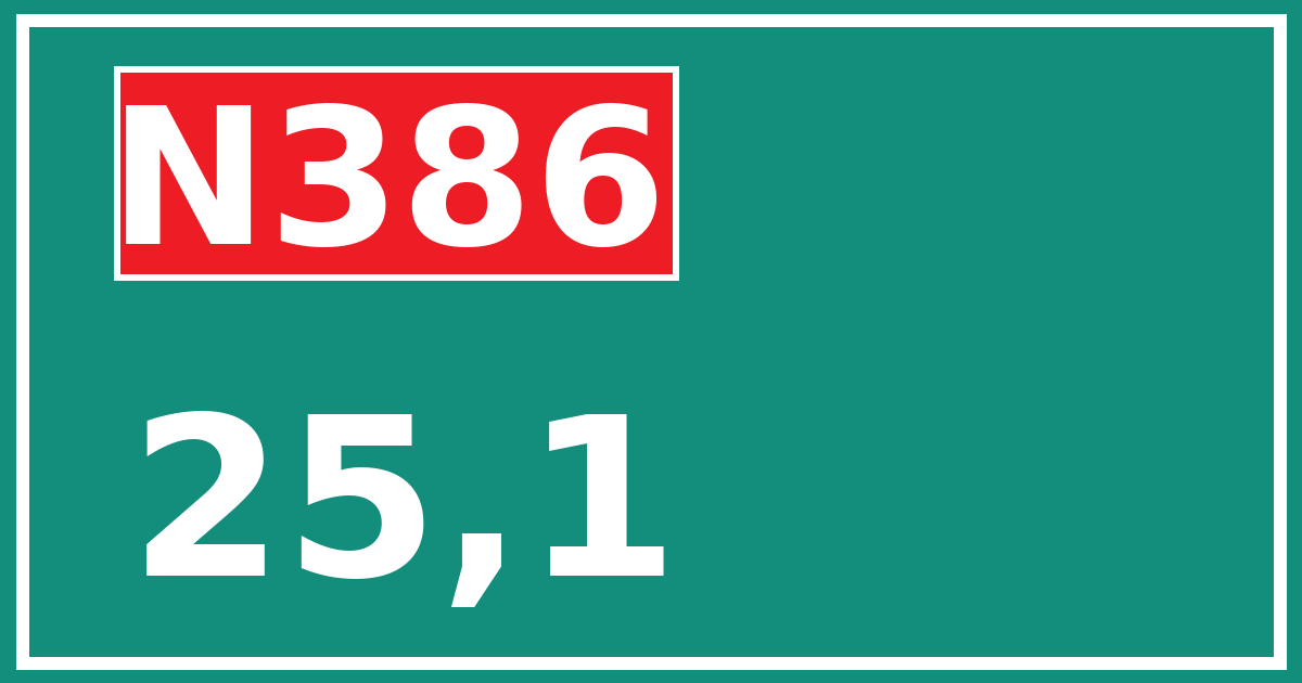 Hectometerbord N386 25,1