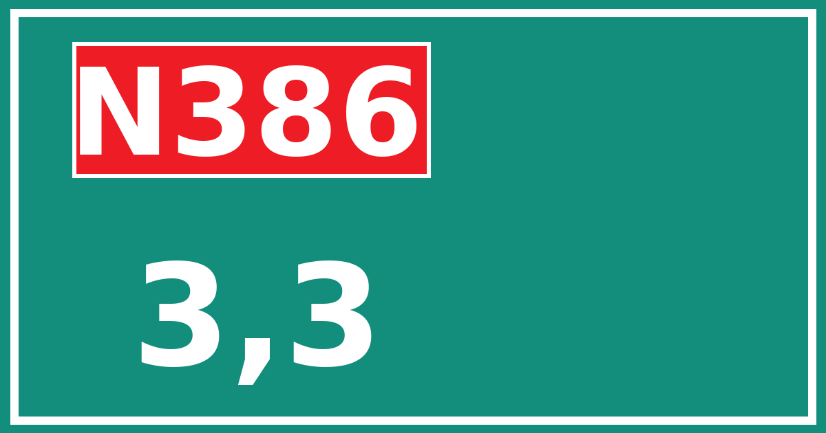Hectometerbord N386 3,3