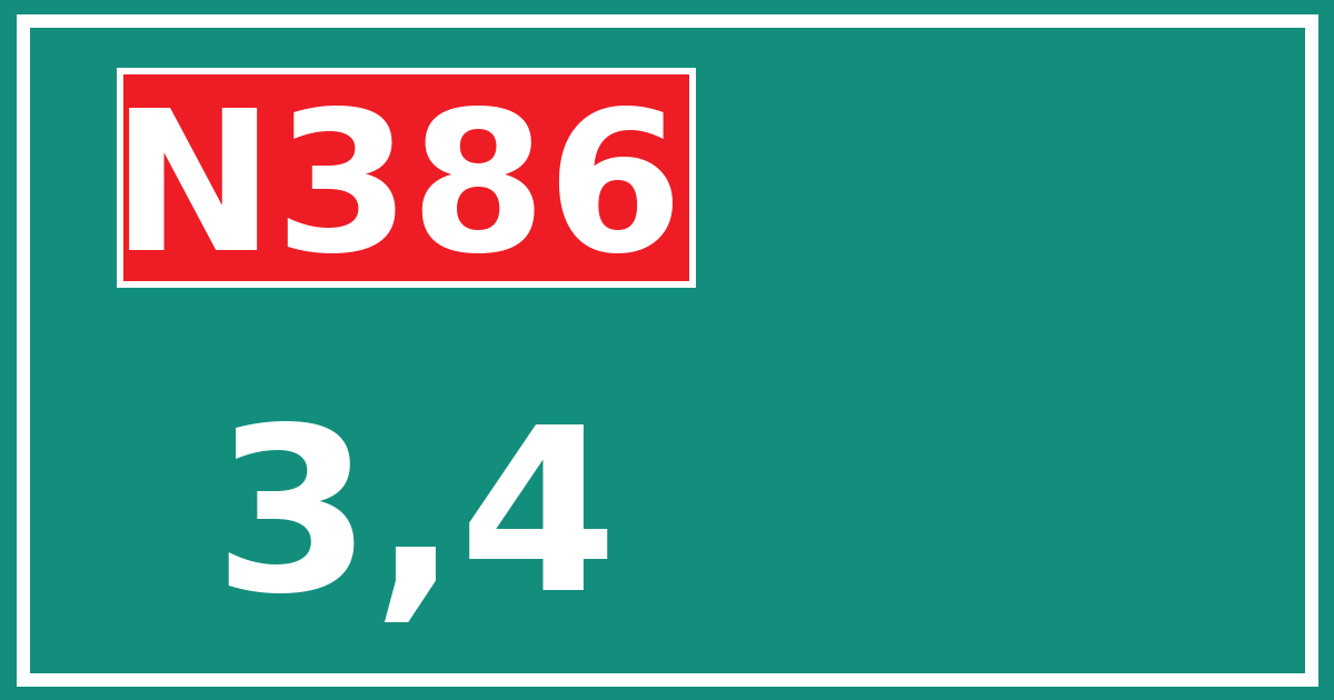 Hectometerbord N386 3,4