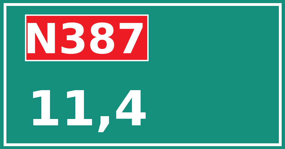 Hectometerbord N387 11,4