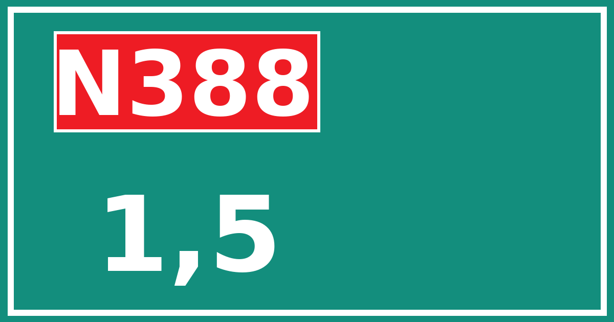 Hectometerbord N388 1,5