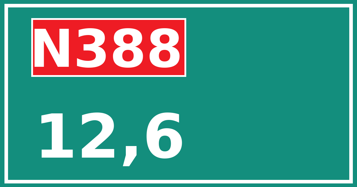 Hectometerbord N388 12,6