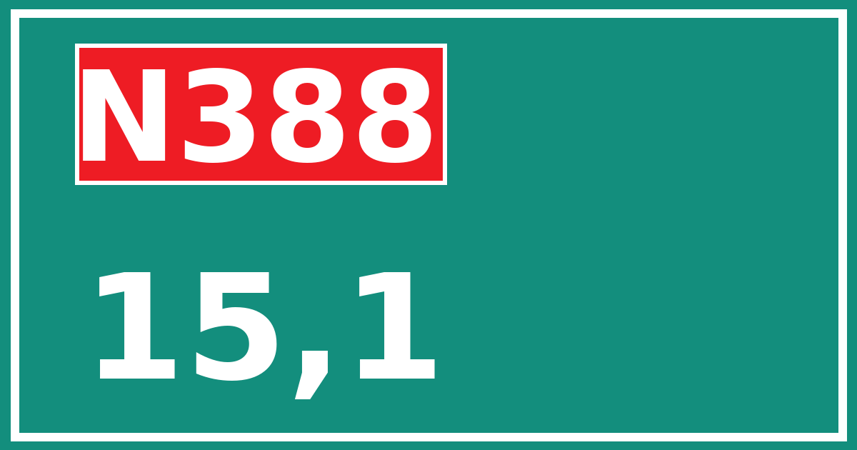 Hectometerbord N388 15,1