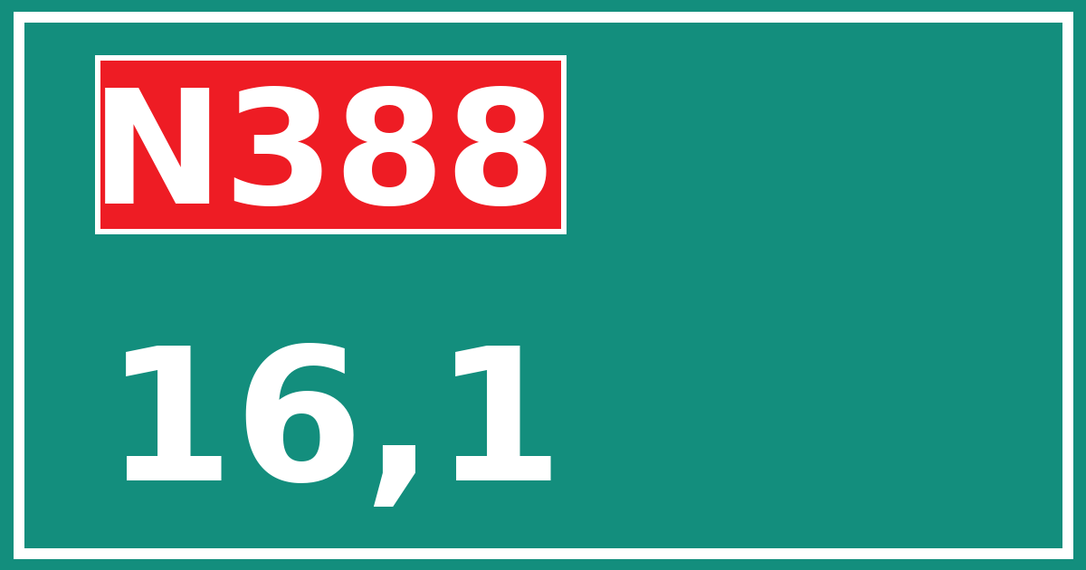 Hectometerbord N388 16,1