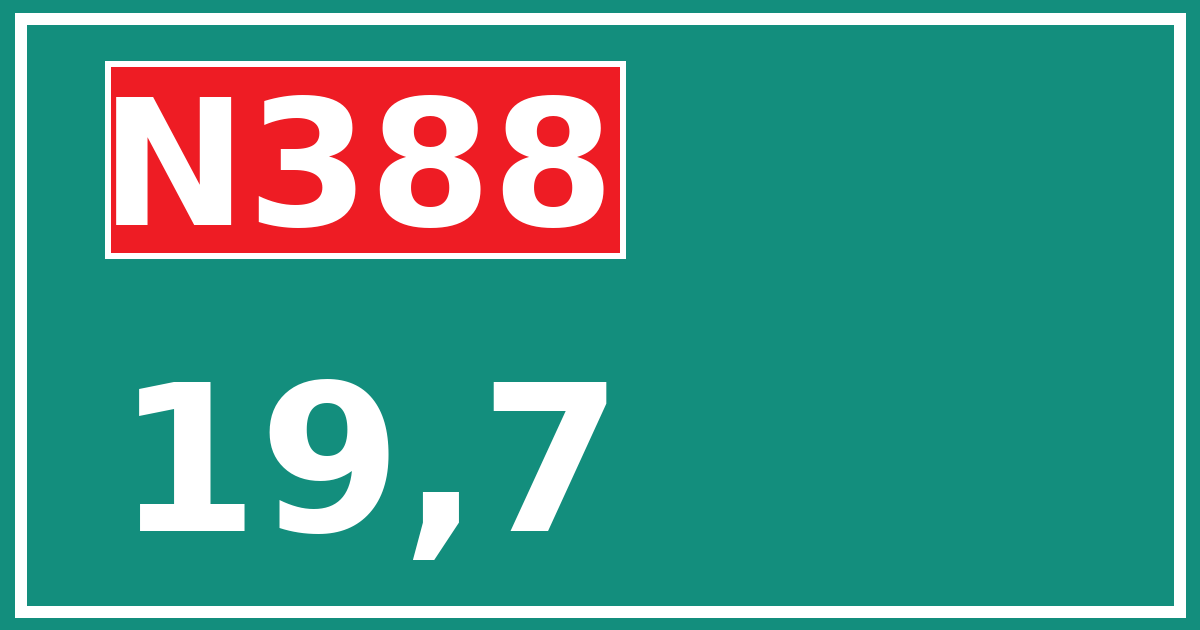 Hectometerbord N388 19,7