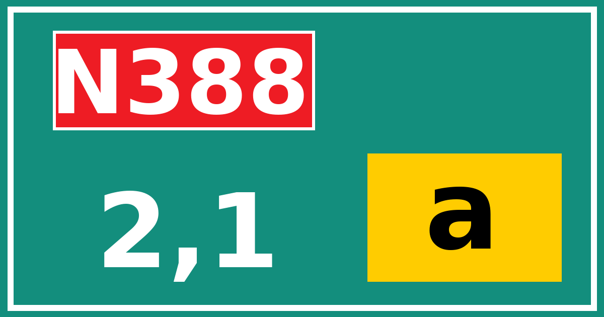 Hectometerbord N388 2,1 letter a