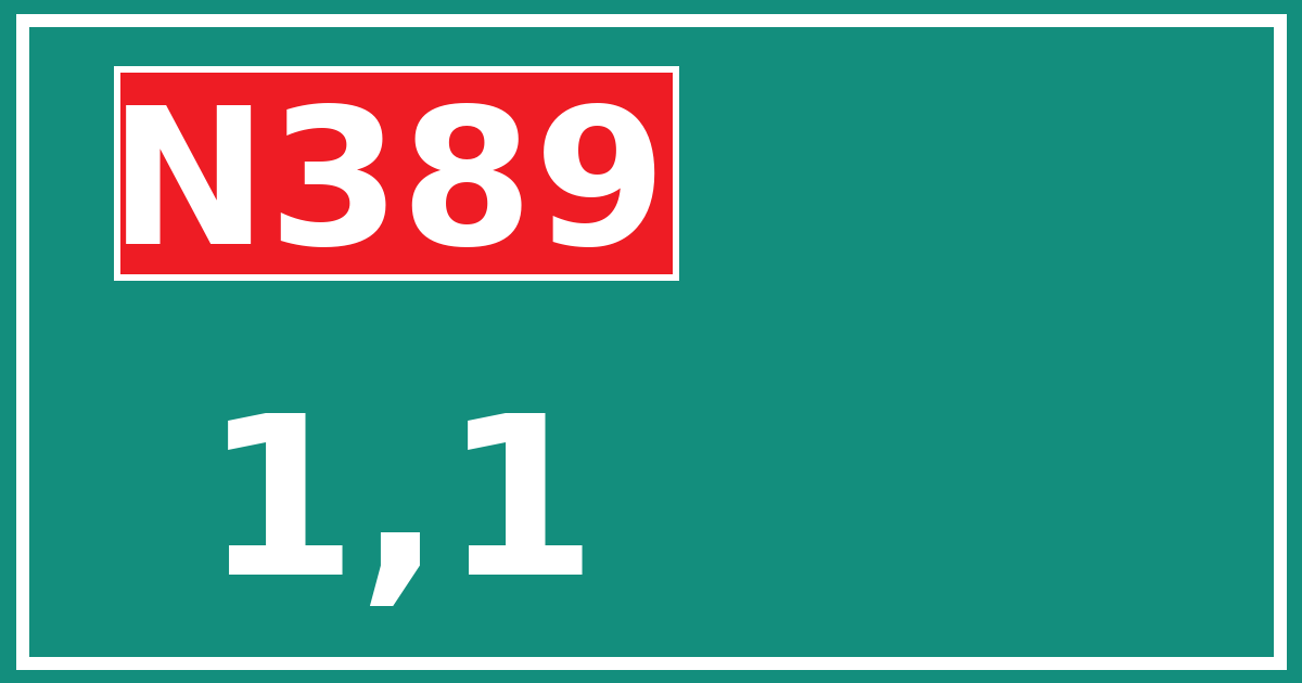 Hectometerbord N389 1,1