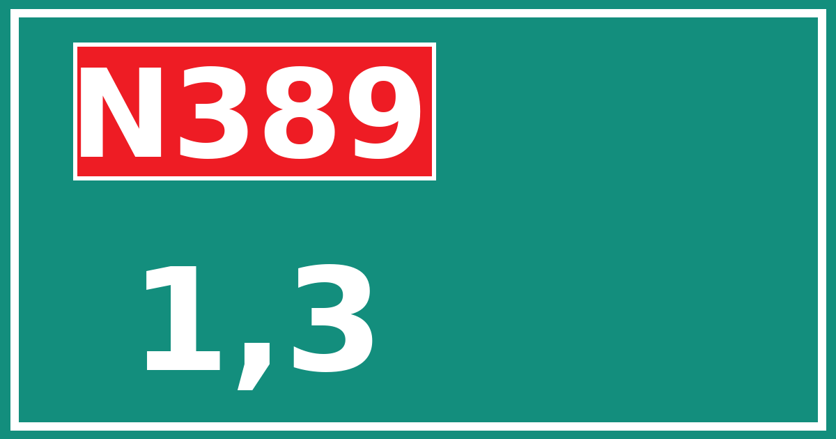 Hectometerbord N389 1,3