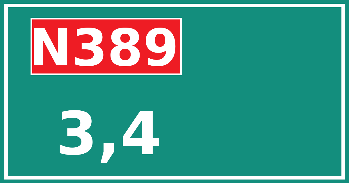 Hectometerbord N389 3,4