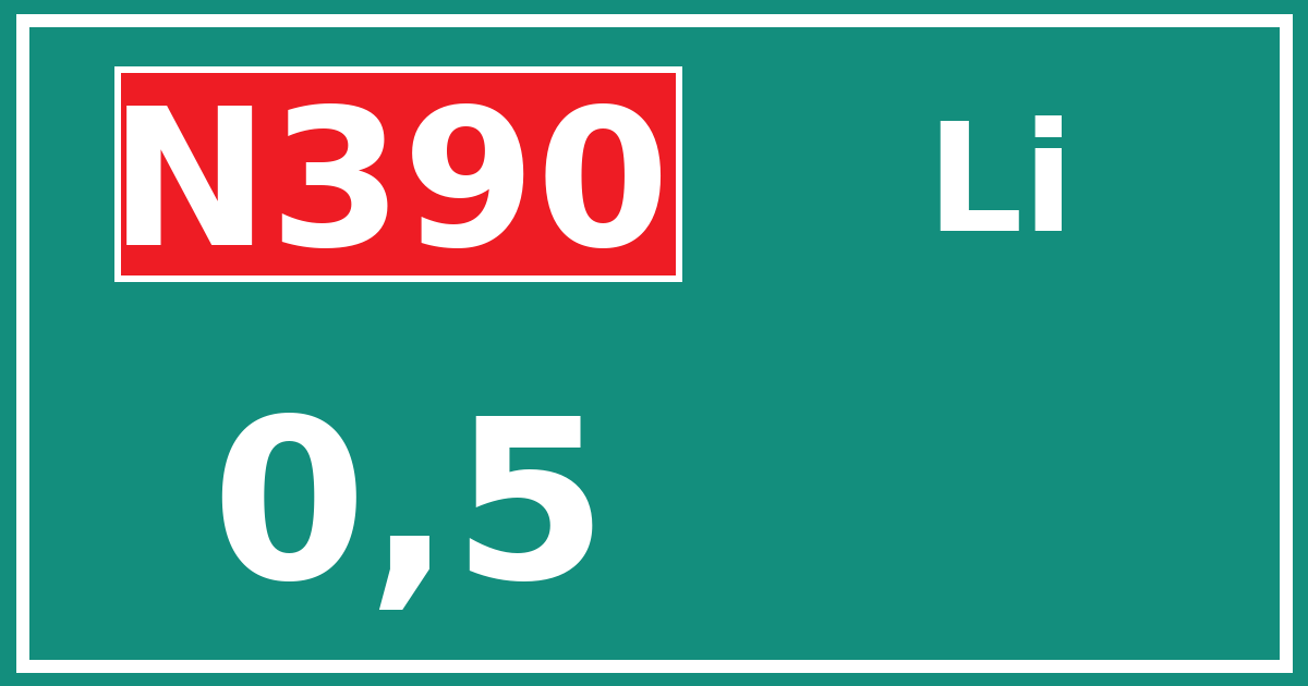 Hectometerbord N390 0,5 zijde Li
