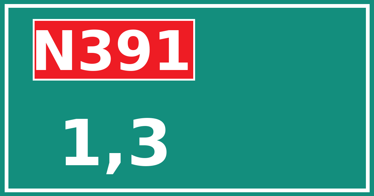 Hectometerbord N391 1,3