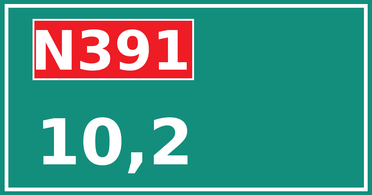 Hectometerbord N391 10,2