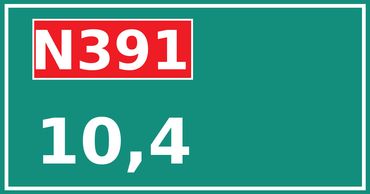 Hectometerbord N391 10,4