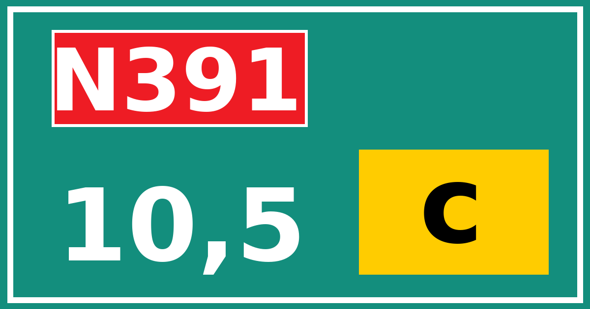 Hectometerbord N391 10,5 letter c