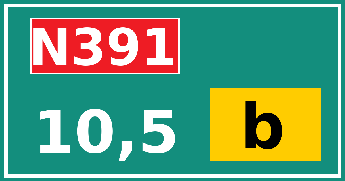 Hectometerbord N391 10,5 letter b