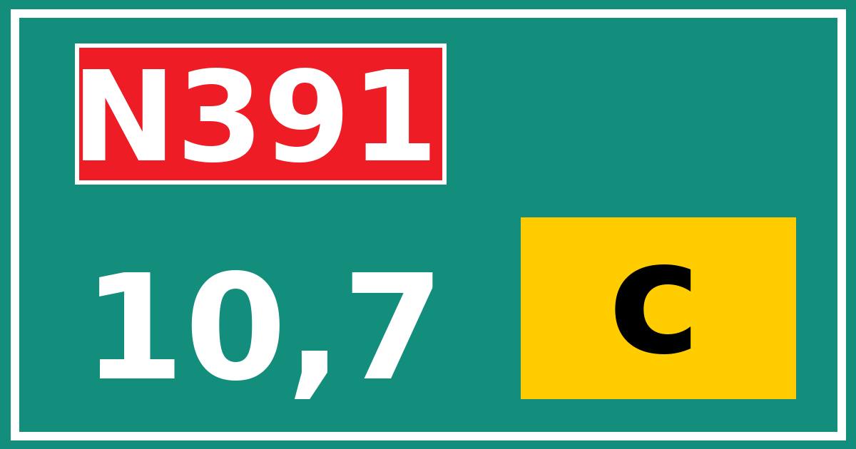 Hectometerbord N391 10,7 letter c
