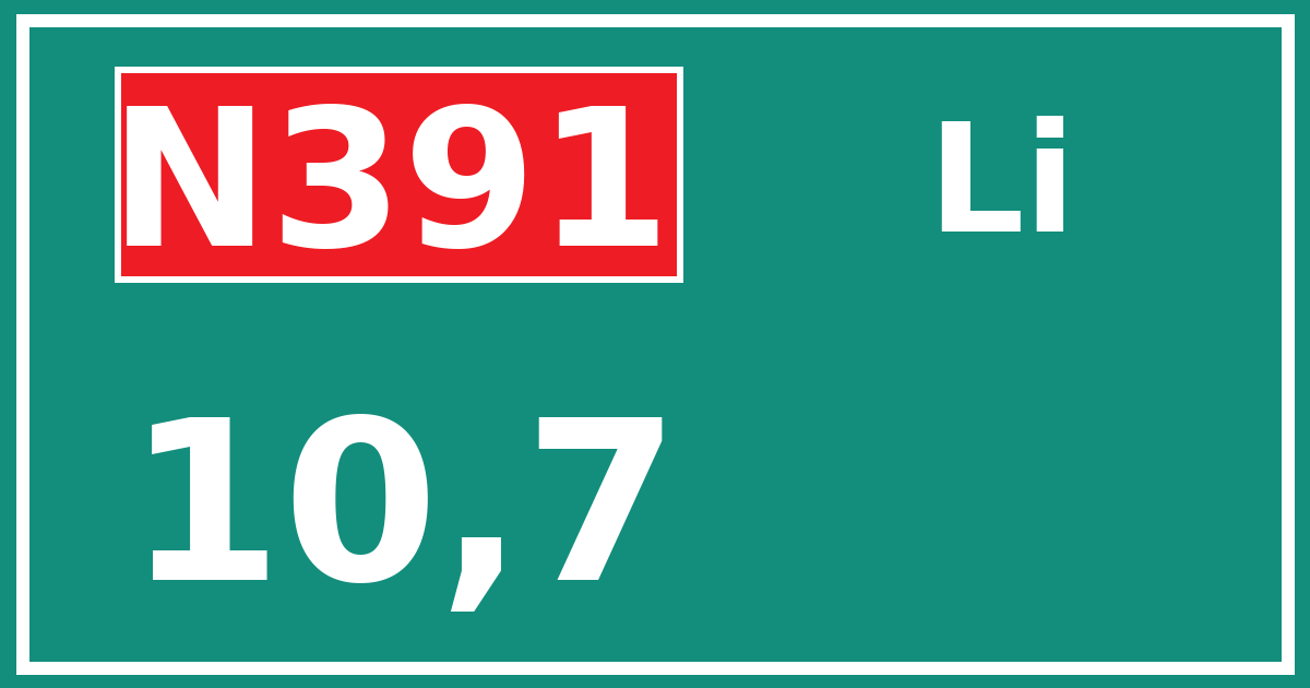 Hectometerbord N391 10,7 zijde Li