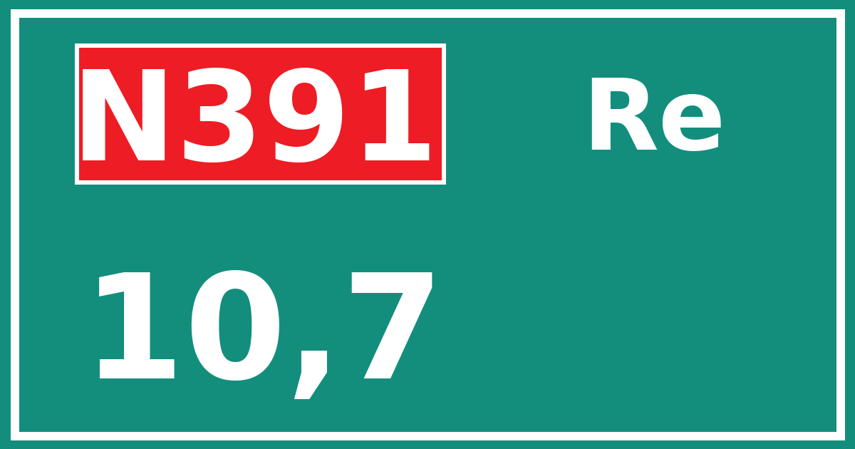 Hectometerbord N391 10,7 zijde Re