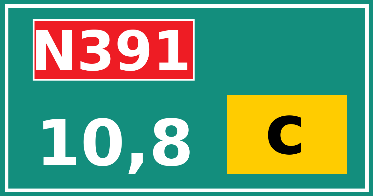 Hectometerbord N391 10,8 letter c