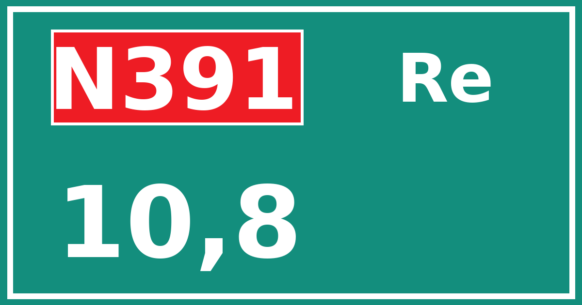 Hectometerbord N391 10,8 zijde Re