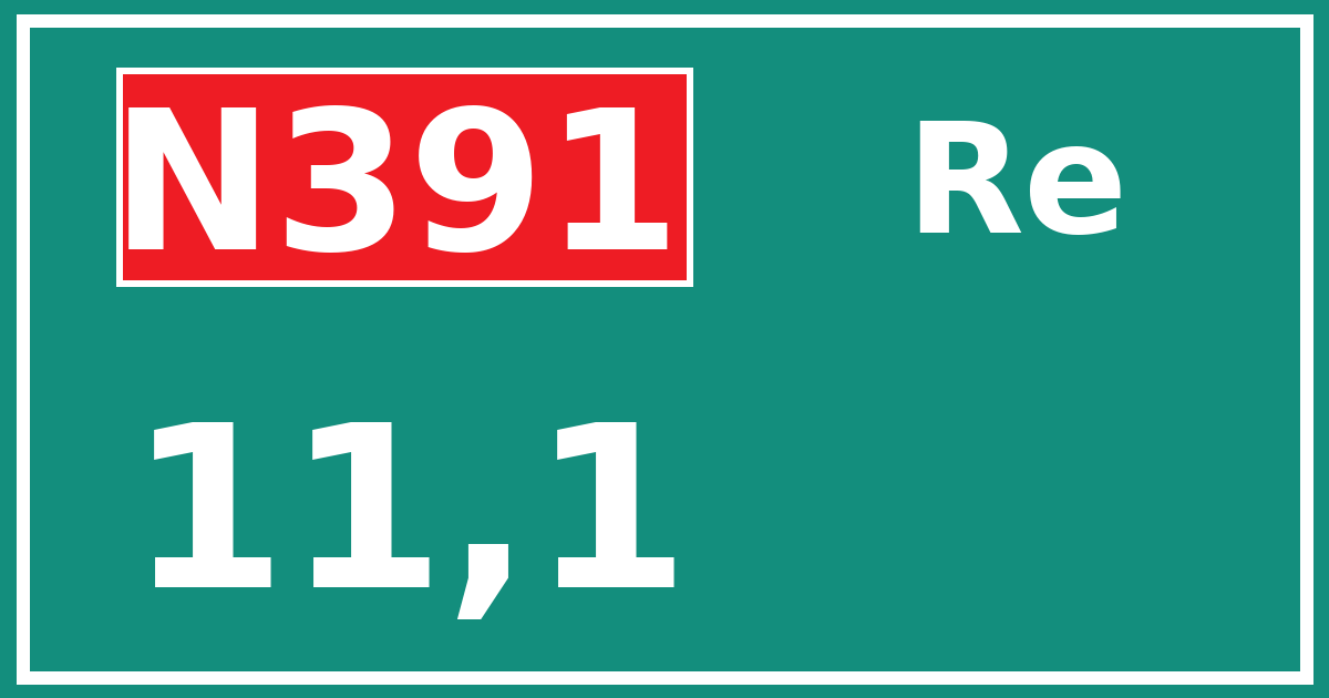 Hectometerbord N391 11,1 zijde Re