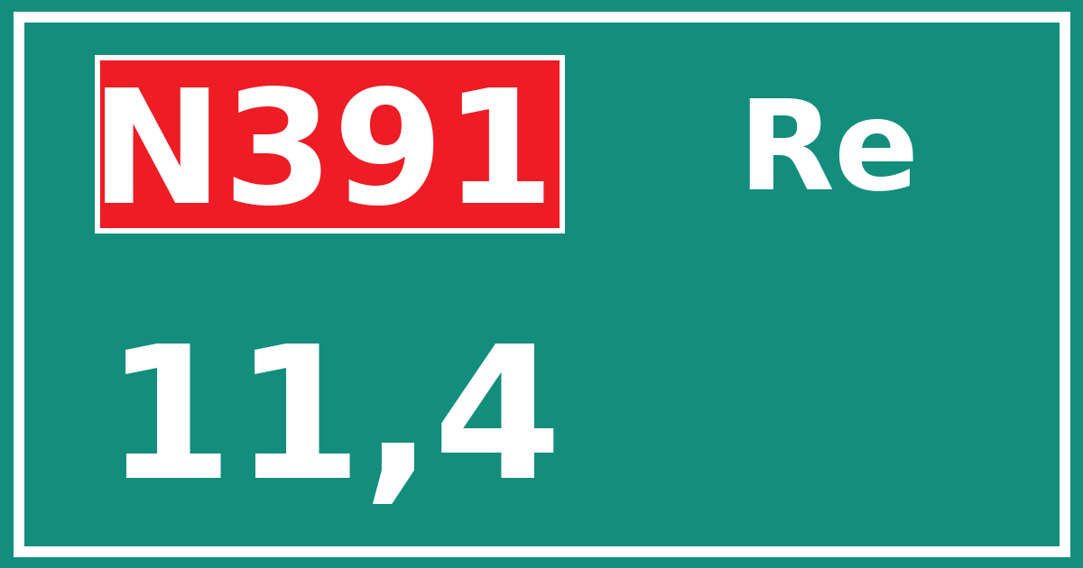 Hectometerbord N391 11,4 zijde Re