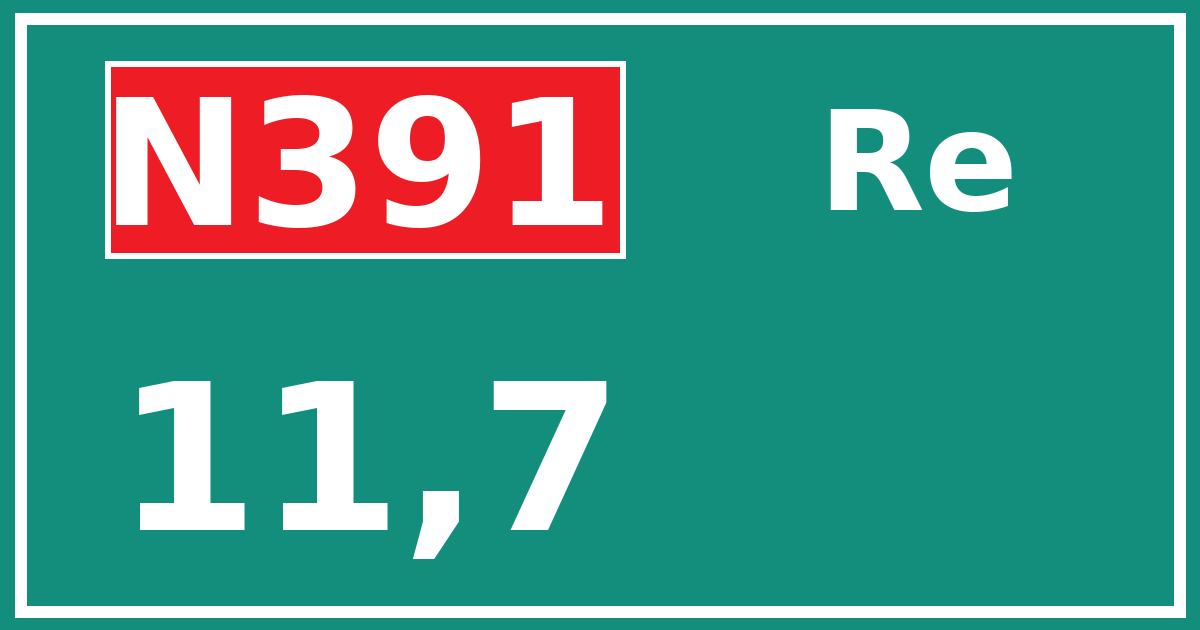 Hectometerbord N391 11,7 zijde Re