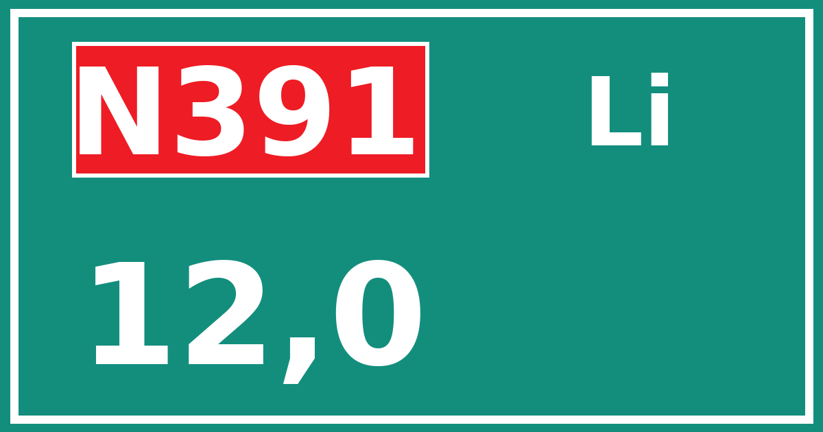 Hectometerbord N391 12,0 zijde Li