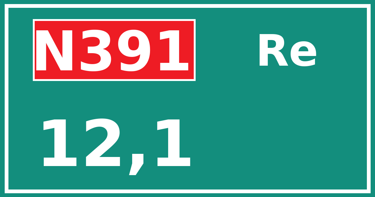 Hectometerbord N391 12,1 zijde Re