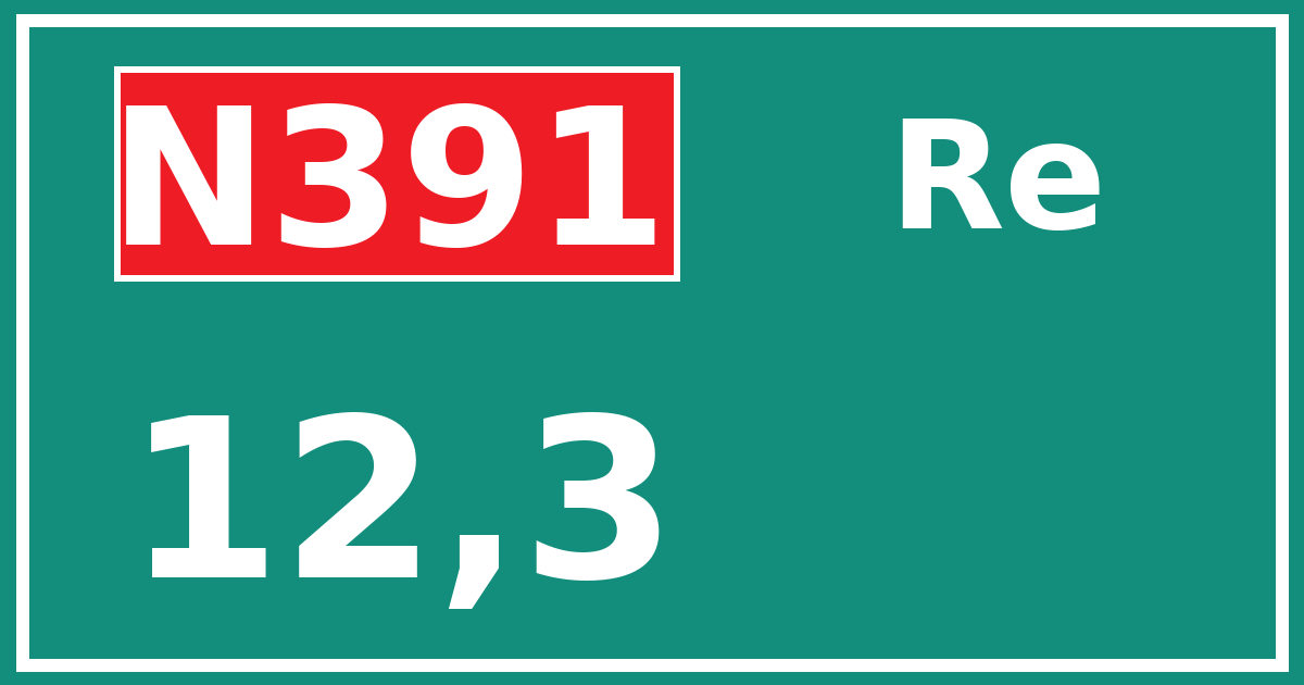 Hectometerbord N391 12,3 zijde Re
