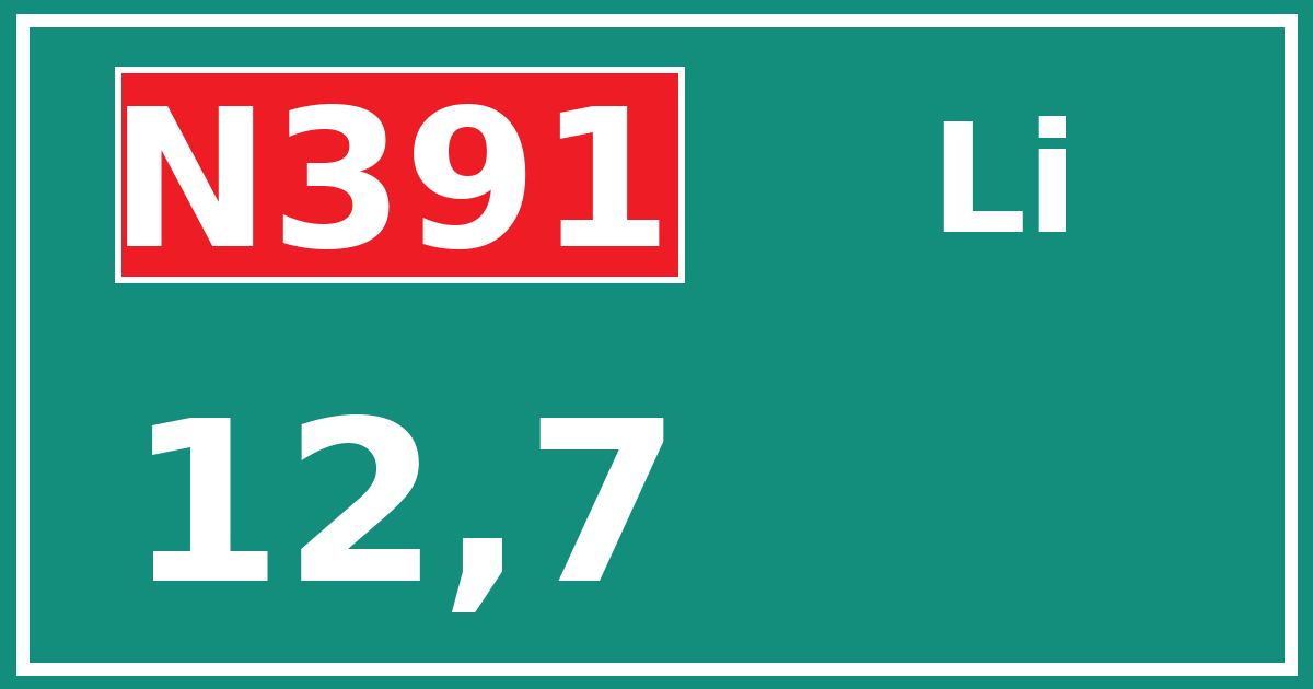 Hectometerbord N391 12,7 zijde Li