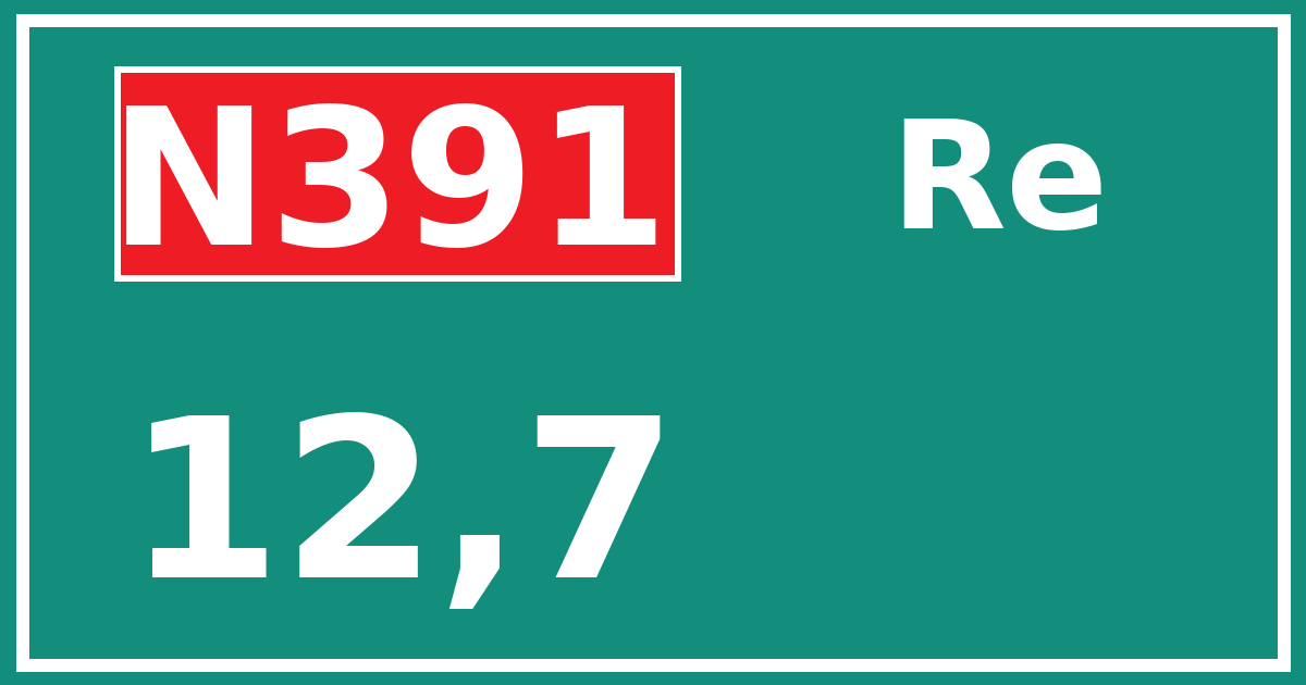 Hectometerbord N391 12,7 zijde Re