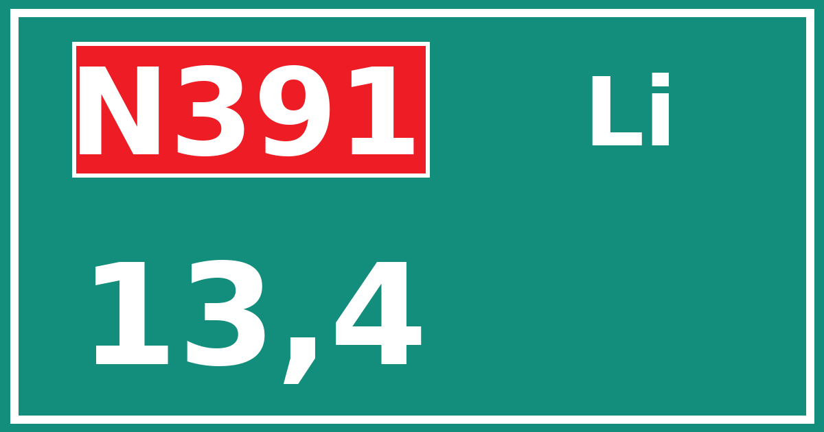 Hectometerbord N391 13,4 zijde Li