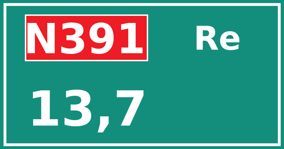 Hectometerbord N391 13,7 zijde Re