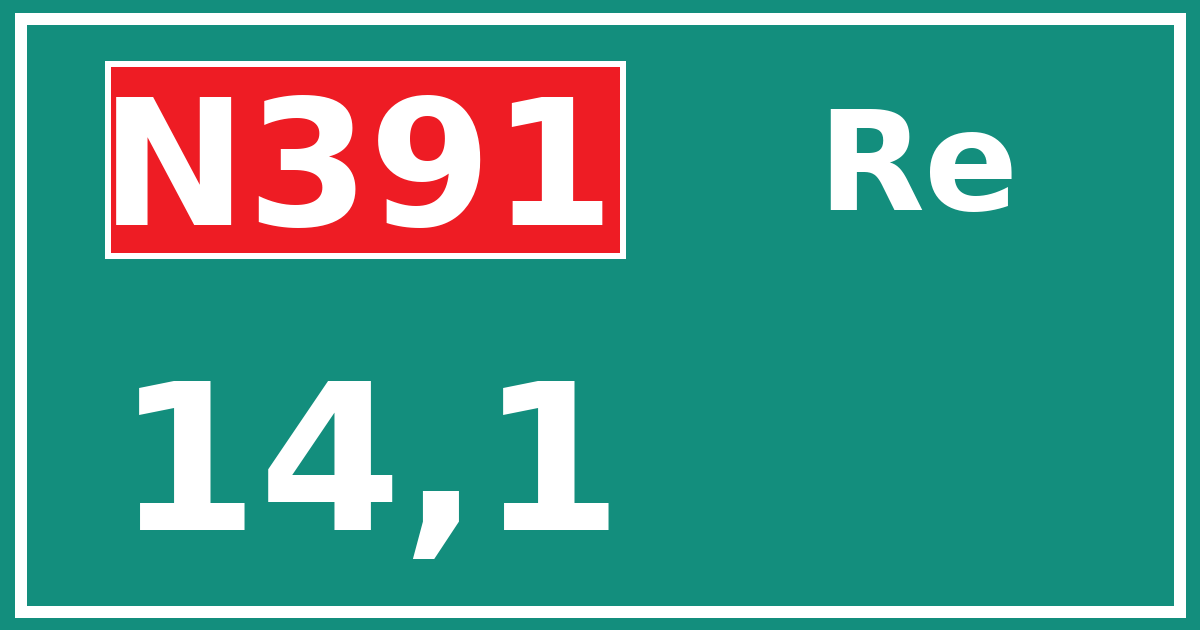 Hectometerbord N391 14,1 zijde Re