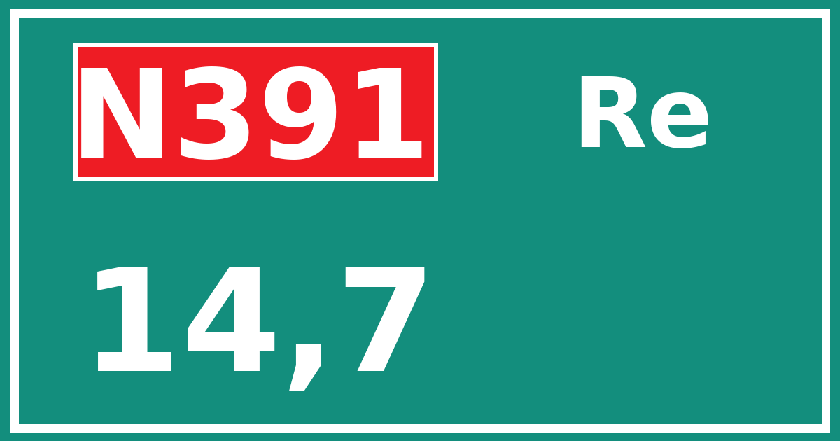 Hectometerbord N391 14,7 zijde Re