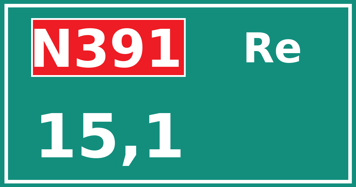 Hectometerbord N391 15,1 zijde Re